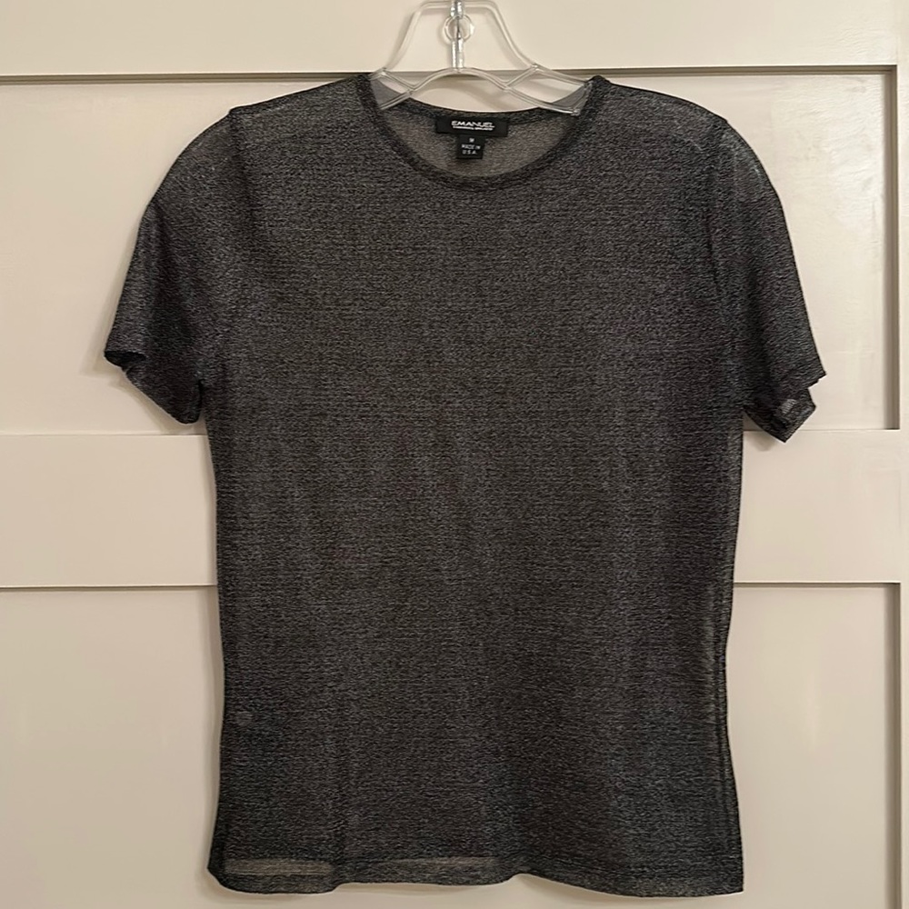 Emanuel Ungaro Women’s Sheer Top; Gray/Silver; Size M